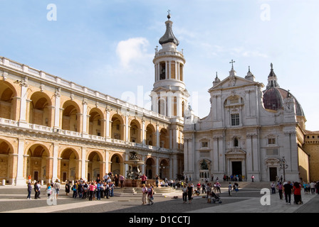 Piazza della Madonna at the historical town center of Loreto, Marche, Italy Stock Photo