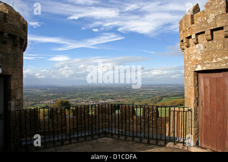 Broadway Tower Worcestershire looking NW to Broadway in autumn Stock Photo