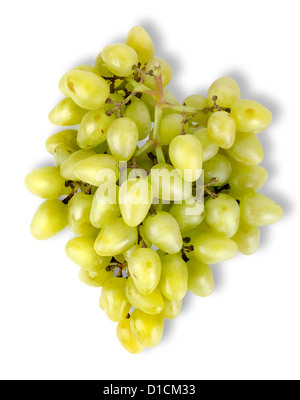 Bunch of green grapes isolated on white background Stock Photo