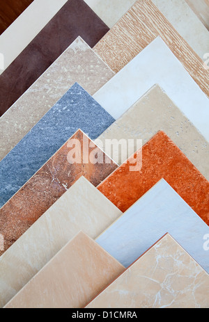 Samples of a ceramic tile in shop Stock Photo