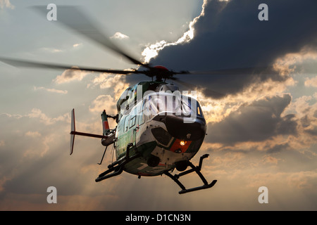 Police helicopter squad. Type BKK 117. For search and rescue operations, observation, traffic control, search of criminals. Stock Photo