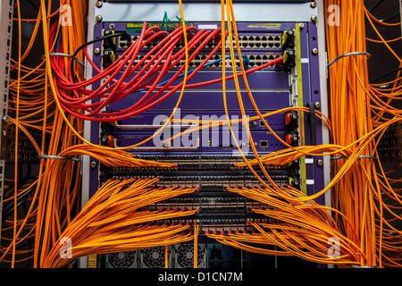 Computer network, server, cables, connections, LAN. Stock Photo