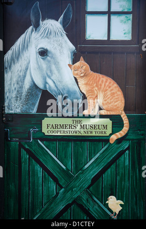 Hand Painted Sign, The Farmers Museum, Cooperstown, NY Stock Photo