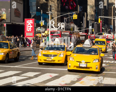 Taxis and Traffic, Times Square, NYC Stock Photo