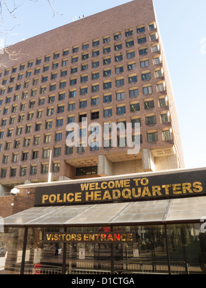 New York City Police Headquarters,  Visitors Entrance, One Police Plaza, NYC Stock Photo