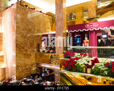 Public Space Atrium with Holiday Decorations, Trump Tower, NYC Stock Photo