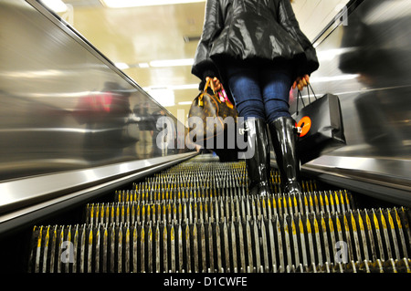 42 nd Street, Grand Central Terminal, automated stairs in subway station, Manhattan, New York City, USA Stock Photo