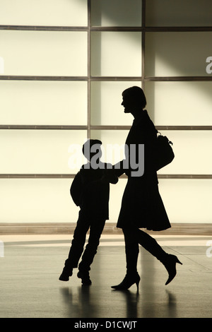 Berlin, Germany, the silhouette of a mother with her son albert Stock Photo
