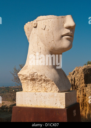 Sculpture - On the Shore - in Travertine by Igor Mitoraj 2009. Displayed at the Valley of the Temples, Agigento, Sicily. Stock Photo