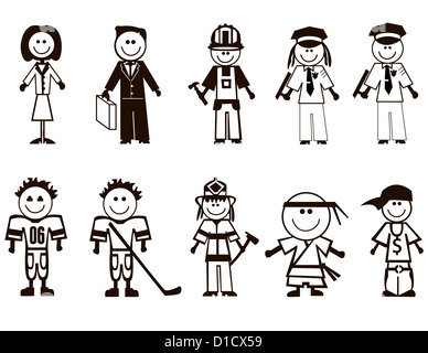 Professions icons set. Occupations symbols collection. Vector Stock Photo