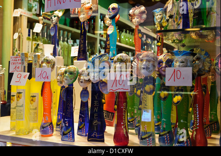 Colourful Venetian liquor bottles, Venice, Italy. Stock Photo