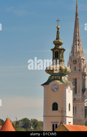 Zagreb St. Stephen Cathedral with Archbishop Palace towers. Croatia. Stock Photo