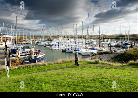 Boats moored in Tollesbury Marina in Essex. Stock Photo