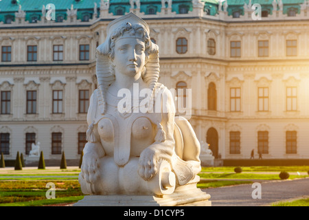 statue of Sphinx in front of Belvedere palace Stock Photo