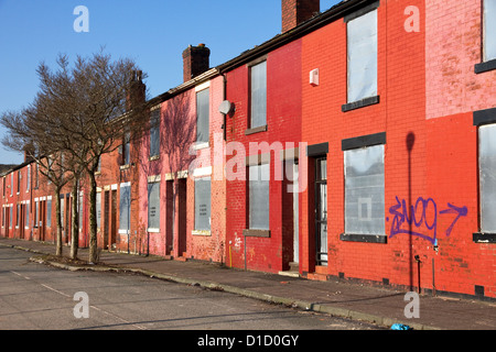 Boarded up houses, Higher Broughton, Salford, Greater Manchester, UK Stock Photo