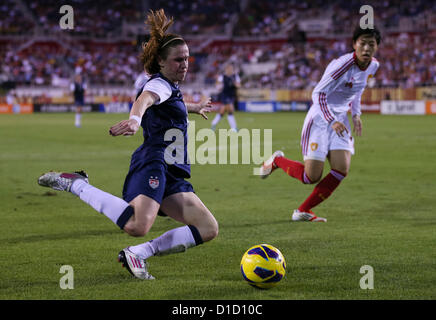 BOCA RATON, FL - DECEMBER 15: Heather O'Reilly #9 of the USA plays against China at FAU Stadium on December 15th, 2012 in Boca Raton, Florida The USA defeated China 4-1. Photo by Mauricio Paiz Stock Photo