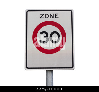 Zone 30 km/h speed limit road sign Stock Photo