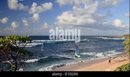 Windsurfers at Hookipa Beach Park on Maui Stock Photo