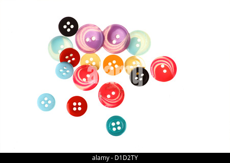 Color shot of many buttons isolated on white Stock Photo