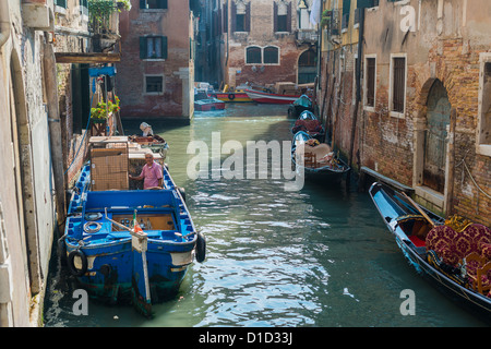 view of Venice with canal and old buildings, Italy Stock Photo