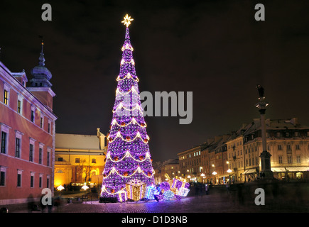 Christmas tree in Warsaw Old Town, Poland Stock Photo