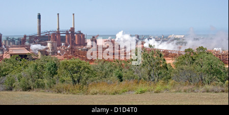 Aluminium / aluminum smelter industrial complex on the coast at the city of Gladstone Queensland Australia Stock Photo
