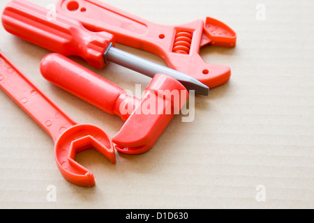 a Set of plastic toy tools for children Stock Photo