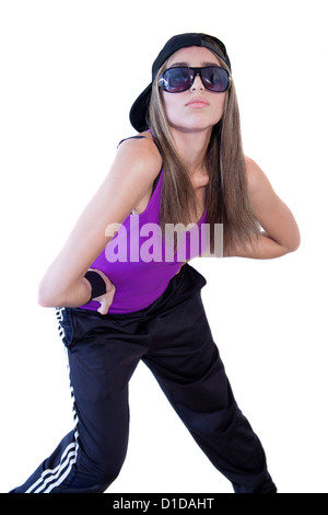 Girl wearing hip hop clothes Stock Photo