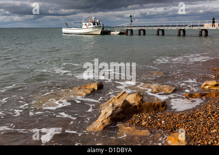 Pleasure boat operating from Alum Bay to the Needles Isle of Wight Stock Photo