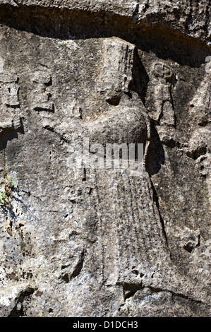 Priest sculpture in Yazilikaya sanctuary [ written rock ], Hattusa The largest known Hittite sanctuary Stock Photo