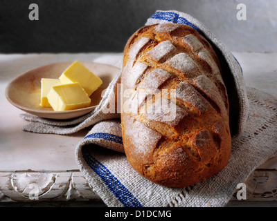 Artisan organic sourdough bread loaf Stock Photo