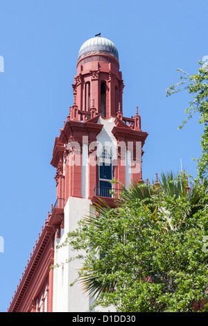 Tower on corner of building on campus of Henry Flagler College in St. Augustine, Florida USA Stock Photo