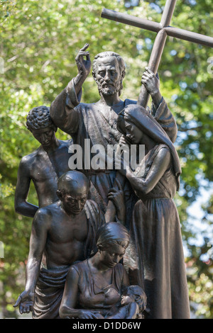 Monument at The Cathedral Basilica of Saint Augustine in memory of Father Pedro Camps in St Augustine, Florida Stock Photo