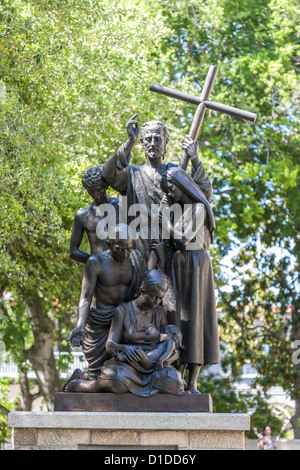 Monument at The Cathedral Basilica of Saint Augustine in memory of Father Pedro Camps in St Augustine, Florida Stock Photo