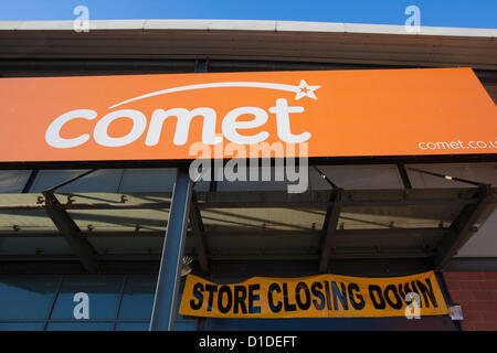 Comet, Catford, South East London, England, UK.17.12.2012 More than 50 Comet stores are to trade for their final weekend as hopes fade over a rescue deal for the stricken consumer electronics chain.Sales offering at least 50% off products, except televisions and laptops, have been launched at 54 stores closing between now and early next week.They are among the 125 store closures already announced by administrator Deloitte in a move expected to result in around 3,000 retail job losses. The remaining 70 stores are expected to be closed by Christmas unless a buyer can be found. Stock Photo