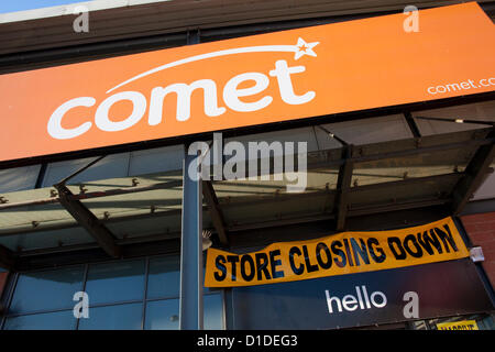 Comet, Catford, South East London, England, UK.17.12.2012 More than 50 Comet stores are to trade for their final weekend as hopes fade over a rescue deal for the stricken consumer electronics chain.Sales offering at least 50% off products, except televisions and laptops, have been launched at 54 stores closing between now and early next week.They are among the 125 store closures already announced by administrator Deloitte in a move expected to result in around 3,000 retail job losses. The remaining 70 stores are expected to be closed by Christmas unless a buyer can be found. Stock Photo