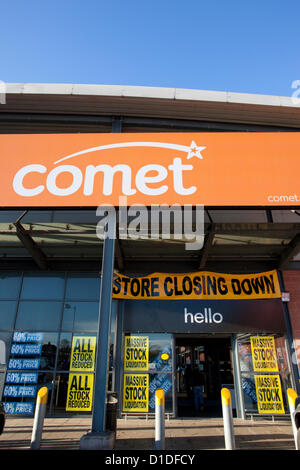 Comet, Catford, South East London, England, UK.17.12.2012 More than 50 Comet stores are to trade for their final weekend as hopes fade over a rescue deal for the stricken consumer electronics chain.Sales offering at least 50% off products, except televisions and laptops, have been launched at 54 stores closing between now and early next week.They are among the 125 store closures already announced by administrator Deloitte in a move expected to result in around 3,000 retail job losses. The remaining 70 stores are expected to be closed by Christmas unless a buyer can be found. Stock Photo