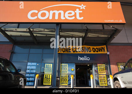 Comet, Catford, South East London, England, UK.17.12.2012 More than 50 Comet stores are to trade for their final weekend as hopes fade over a rescue deal for the stricken consumer electronics chain.Sales offering at least 50% off products, except televisions and laptops, have been launched at 54 stores closing between now and early next week.They are among the 125 store closures already announced by administrator Deloitte in a move expected to result in around 3,000 retail job losses. The remaining 70 stores are expected to be closed by Christmas unless a buyer can be found. Stock Photo