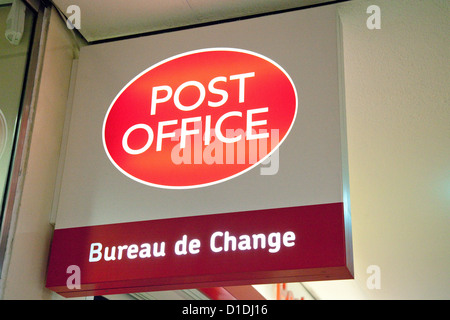Post Office Bureau de Change store sign, MK centre, Milton Keynes UK Stock Photo