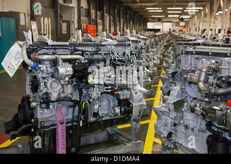 Redford, Michigan - Assembled diesel truck engines at Daimler's Detroit Diesel plant. Stock Photo