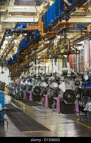 Redford, Michigan - Assembled diesel truck engines at Daimler's Detroit Diesel plant. Stock Photo