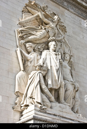 'Le Triomphe de 1810' a sculpture group by Jean-Pierre Cortot Arc de Triomphe Paris France Europe Stock Photo