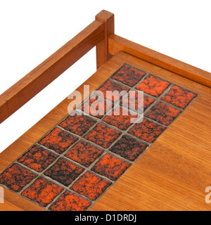 1970's Danish teak serving trolley with inlaid ceramic tiles Stock Photo