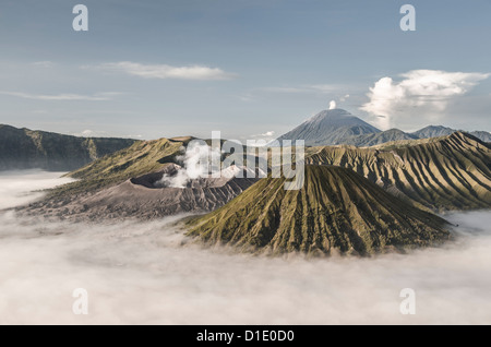 Views of the volcanoes of Bromo-Tengger-Semeru National Park in Indonesia (East Java) Stock Photo
