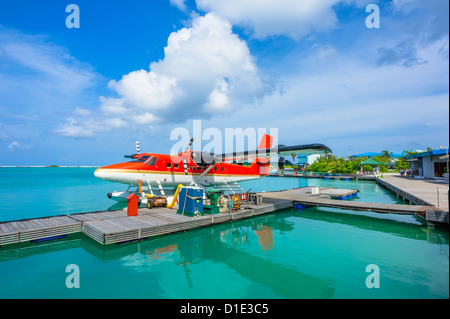 Hydroplane  at Male airport, Maldives Stock Photo