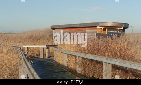 bird hide on Rainham marshes Essex Stock Photo