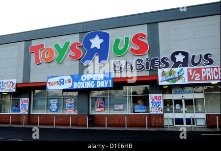 The ToysRus toyshop store at the Goldstone Retail Park in Hove with Sale and Open Boxing Day Stock Photo