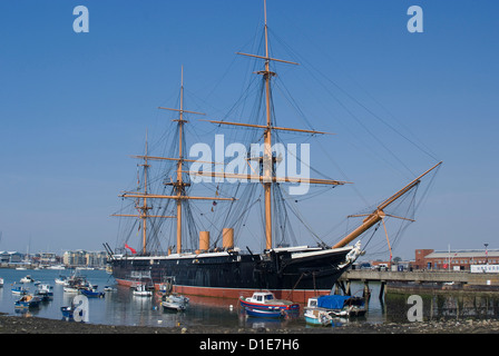 HMS Warrior, built for the Royal Navy in 1860, Portsmouth Historic Docks, Portsmouth, Hampshire, England Stock Photo