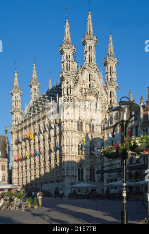 The 15th century late Gothic Town Hall in the Grote Markt, Leuven, Belgium, Europe Stock Photo