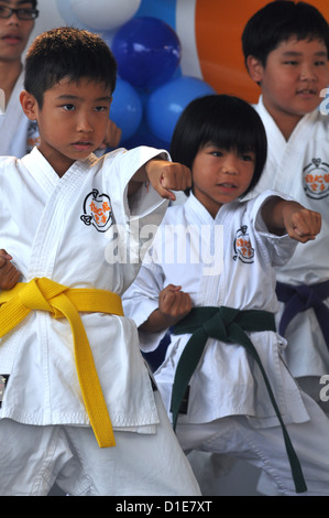 Naha (Okinawa, Japan), children at a karate show Stock Photo